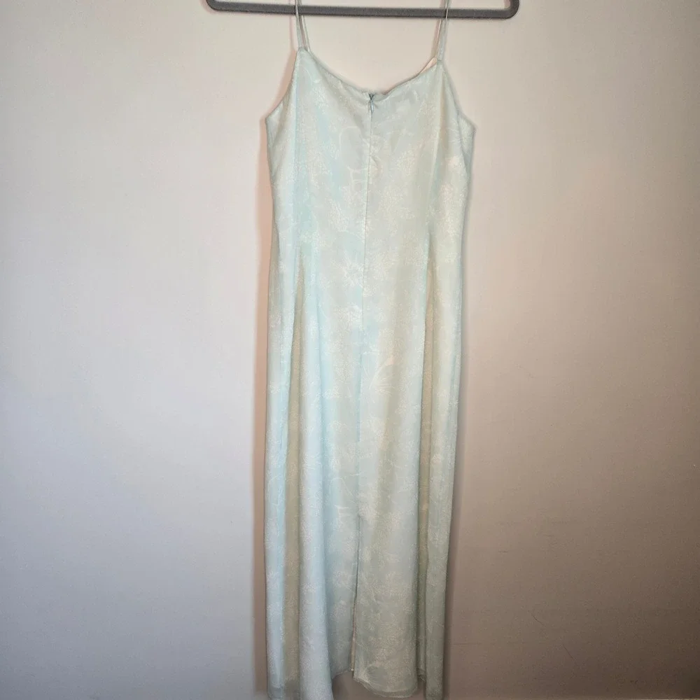 Tommy Bahama VTG y2k Silk Maxi Dress Blue Floral Tropical Slip Dress V-Neck Sz 4 - Picture 7 of 12
